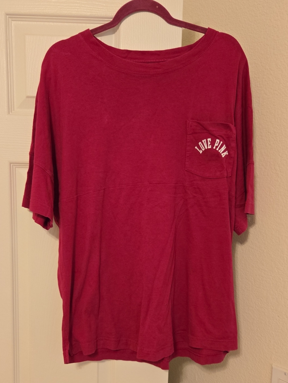 PINK Victoria's Secret Campus T Shirt Short-Sleeve Pocket Tee -  PlumSize L NWOT